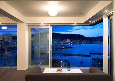 small home view of harbour from in living room